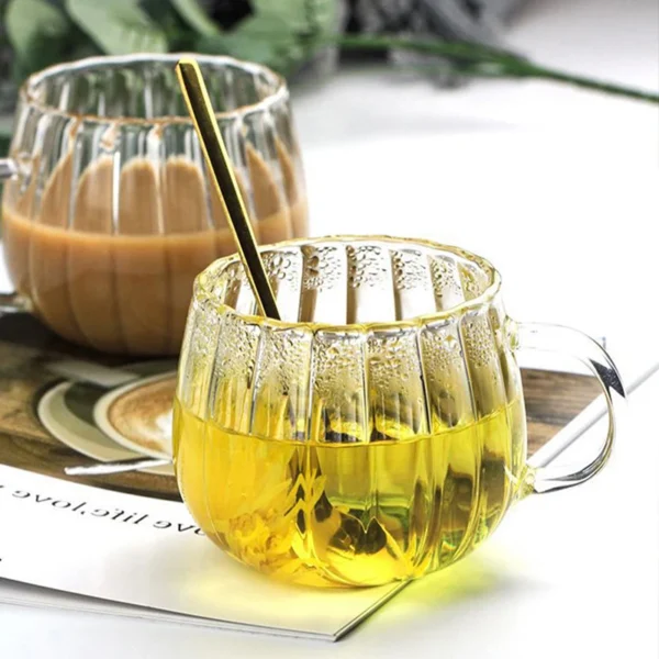 Hitze beständig mit Griff Glas becher Frühstück Milch Tasse niedlichen Büro zu Hause Kaffeetassen Kürbis Muster Trink geschirr