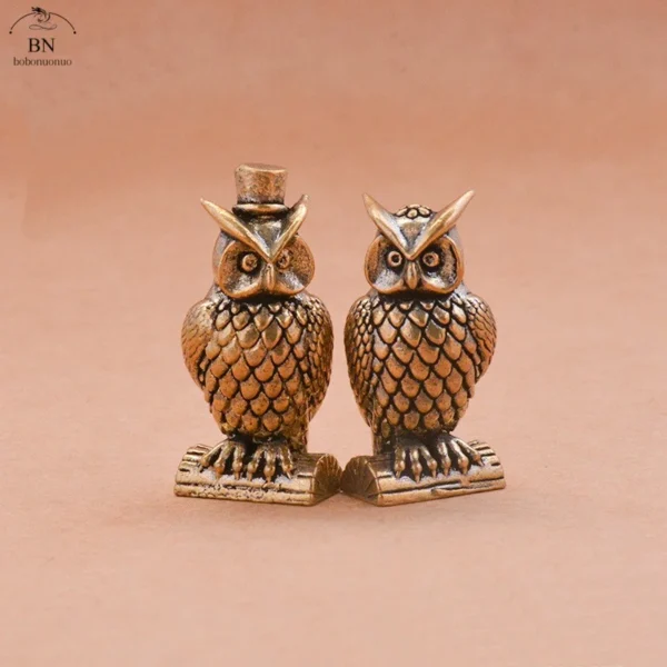 Messing-Eulen-Ornament, handgefertigt, Boho-Dekor, kreative Figur, kleine Schreibtischdekoration, einzigartiges Geschenk für Zuhause, Luxus-Dekor, Heimdekoration