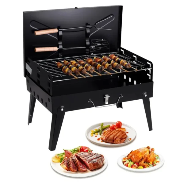 Tragbarer Klappbarer Holzkohle-Grill mit Verstellbarer Höhe für Camping